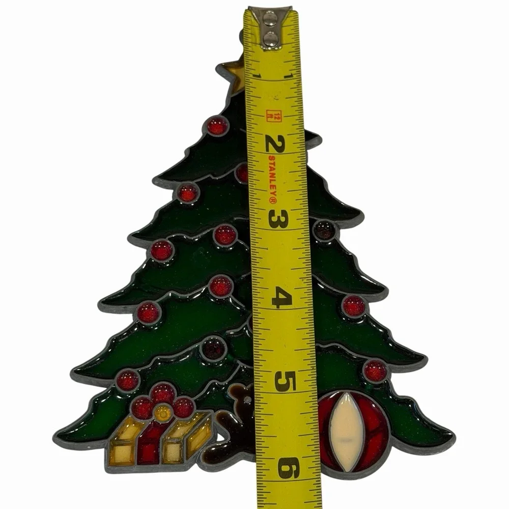 VTG Christmas Tree Suncatcher Sun Catcher‎ Enamel & Metal Window Decor Ornament